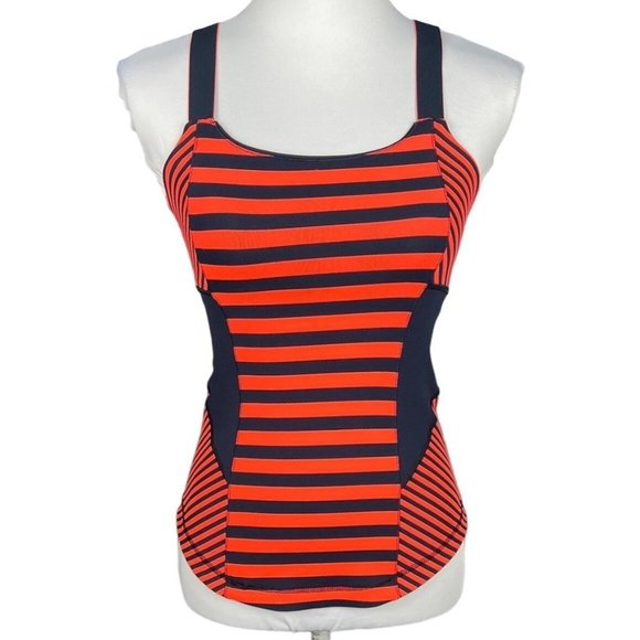 Lululemon Tops - Lululemon Orange  Navy Striped Stretch Tank Size 4